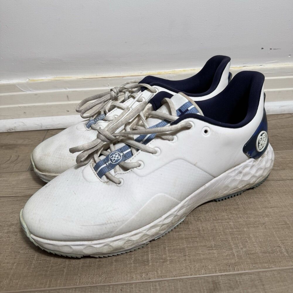GFore MG4+ Men’s 9.5 White Blue Camo Waterproof Spikeless Golf Shoes G4MF22EF27